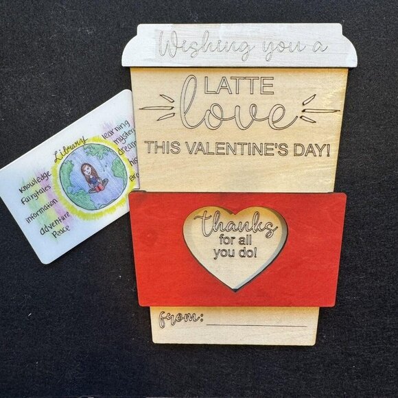 Gift Card Holder Valentine's Day - Teacher, Assistant, Employee "Thanks A Latte" - Picture 1 of 2